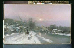 A Canal Scene in Winter by Anders Andersen Lundby